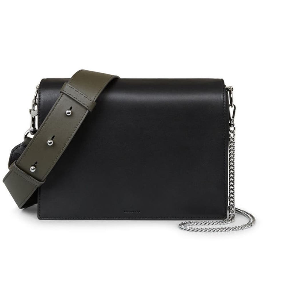 All Saints Black Zep Box Bag